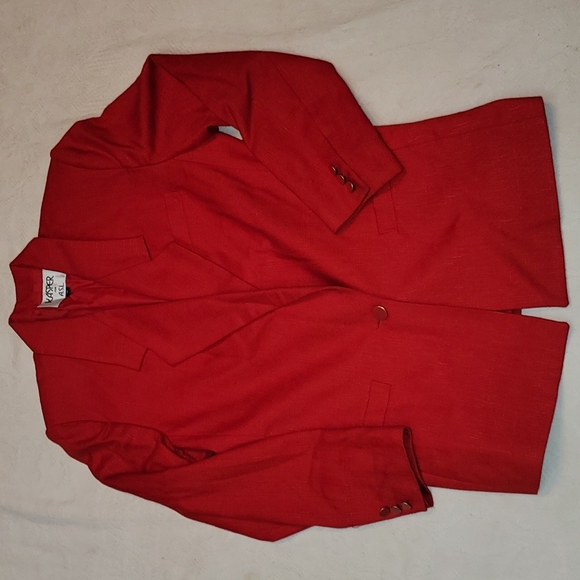 Kasper Jackets & Blazers - Vintage jacket Kasper blazer red single button closure rayon polyester mix